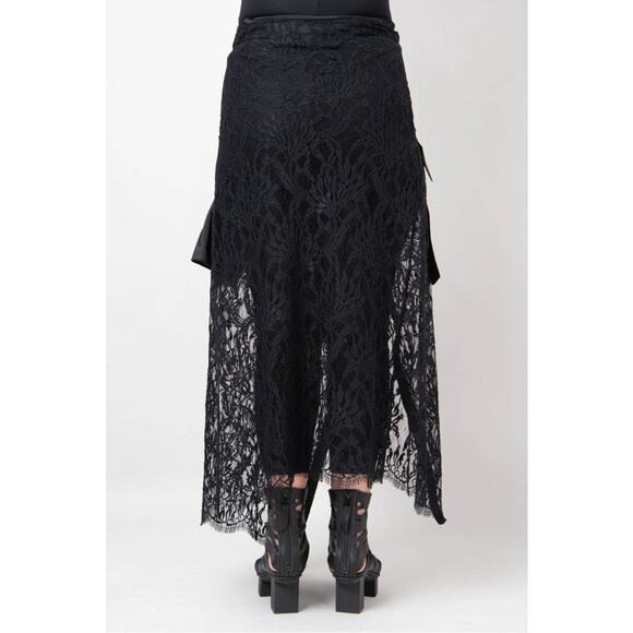 XD XENIA DESIGN Women's Lace & Taffeta Mela Pareo Skirt Size S In Black - Picture 4 of 13